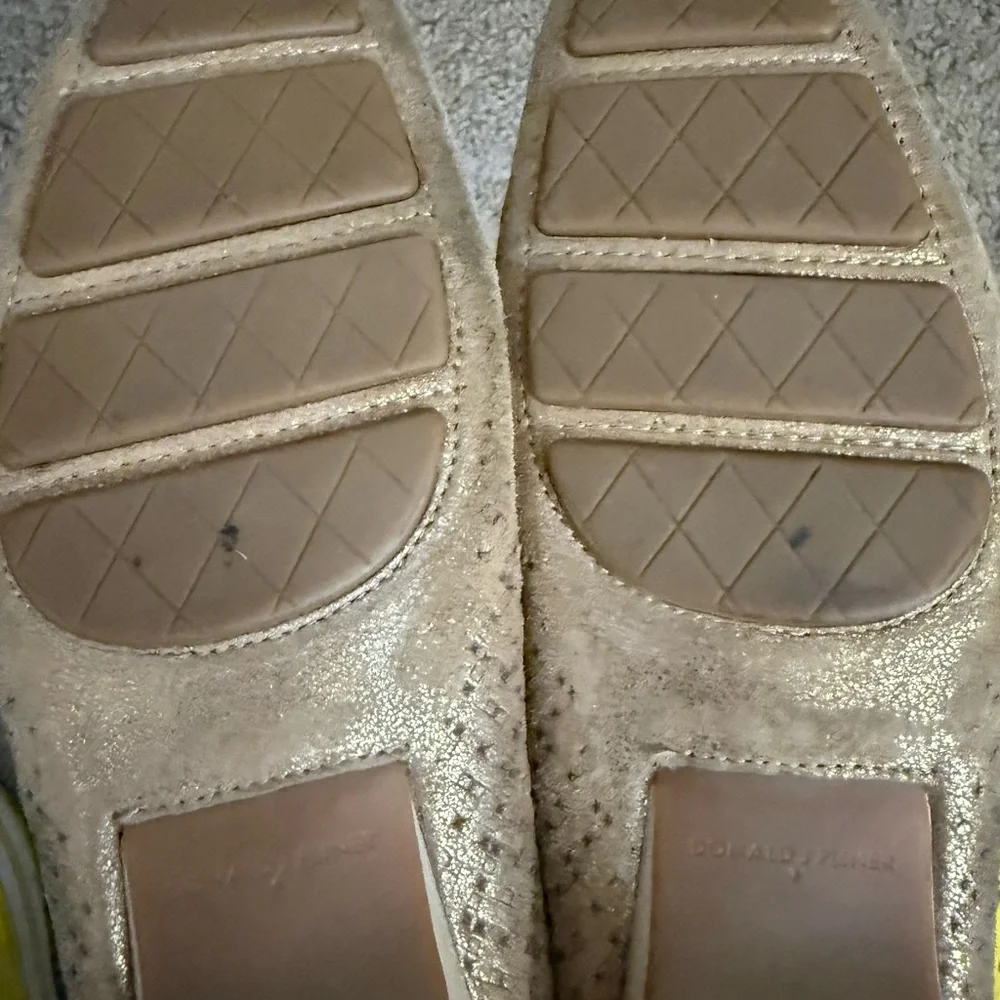 Donald Pliner Gold shimmer low heeled loafers